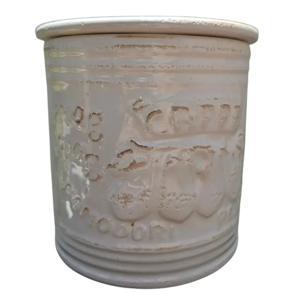 Anthropologie Virginia casa ceramic tin can handmade 4.7 in wide 5 in tall #59